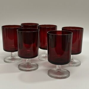 VTG Luminarc Cavalier Ruby Red Wine Glasses - Set of 6 - MCM France